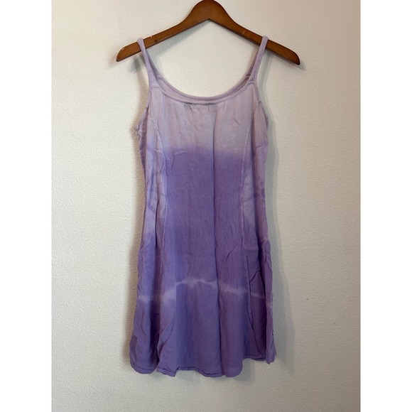 Raya Sun Purple Tie Dye Palm Tree Print Sleeveless Mini Dress - Picture 2 of 3